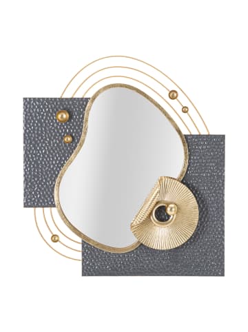 Mauro Ferretti Wandspiegel aus gold-grauem Metall, 80 x 7 x 72,4 cm