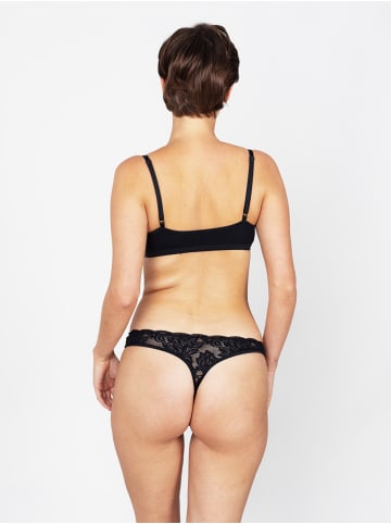 Erlich Textil  Clara Bralette mit Spitze aus Modal - verstellbare Träger in schwarz