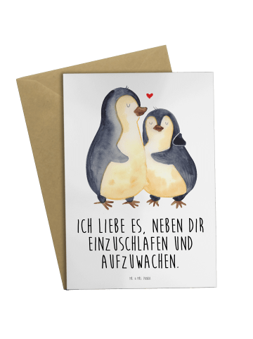 Mr. & Mrs. Panda Beileidskarte Pinguine Einschlafen mit Spruch in Weiß