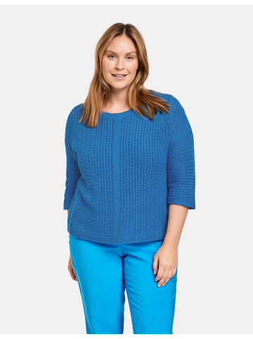 SAMOON Pullover 3/4 Arm Rundhals in Digital Blue