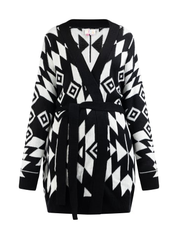 IZIA Damen Offener Strick Cardigan in Schwarz Weiss