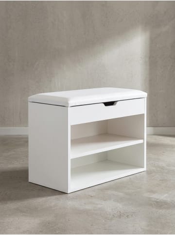 KADIMA DESIGN Schuhbank CIGNO mit Stauraum, gepolsterter Kunstlederbezug, Weiß/Sonoma in Weiß
