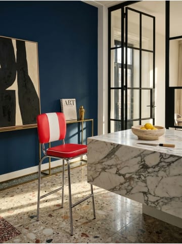 KADIMA DESIGN American Retro Barstuhl: Kunstleder, Chromfuß, 110 kg Belastbarkeit in Rot