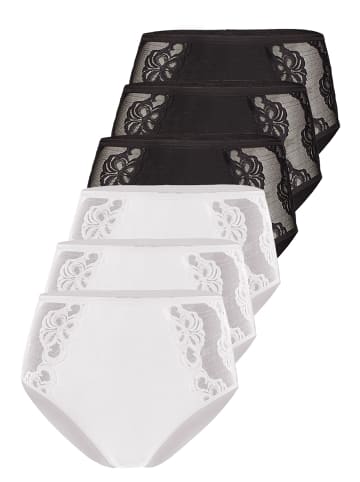 Nina von C. 6er Pack Damen Taillenslip in weiss-schwarz
