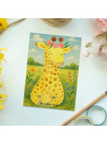 Mr. & Mrs. Panda Grußkarte Giraffe Blumenkranz Design ohne Spruch in Weiß