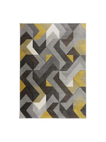 KADIMA DESIGN Langlebiger und pflegeleichter Designer-Teppich in Gelb-Grau