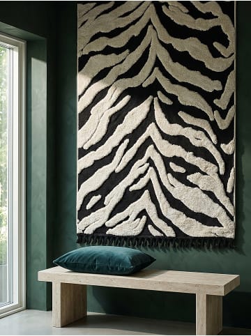 KADIMA DESIGN MARA Hochflorteppich Boho flauschig Tiermotiv Zebra 160x230 Monochrom in Natur