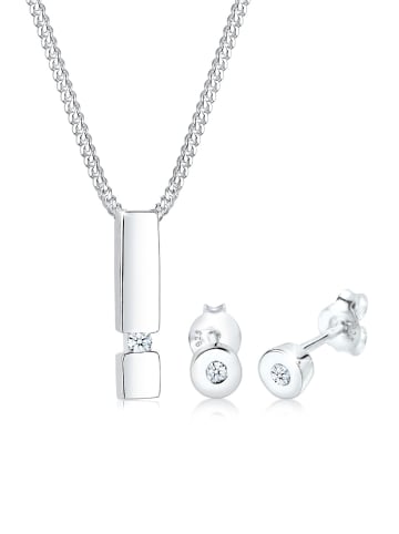 Elli DIAMONDS  Schmuckset 925 Sterling Silber Geo, Rechteck in Silber