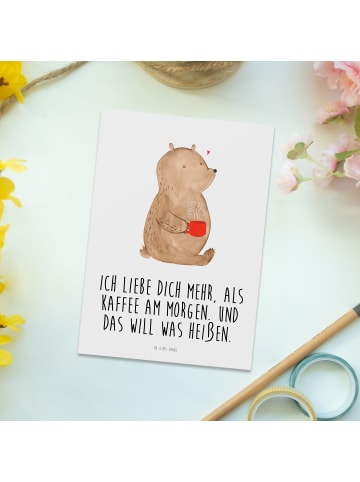 Mr. & Mrs. Panda einzelkarte Bär Morgenkaffee mit Spruch in Weiß