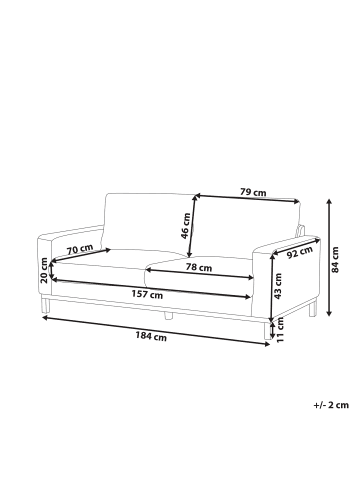 Beliani 2-Sitzer Sofa SIGGARD in Beige/Braun - (W) 184 x (H) 84 x (L) 92 cm