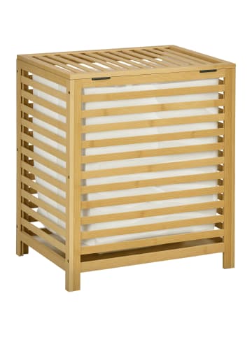 HOMCOM Wäschekorb in Naturholz 50L x 36B x 60H cm