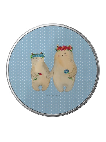 Mr. & Mrs. Panda Blechdose Bären mit Blumenkranz ohne Spruch in Blau Pastell