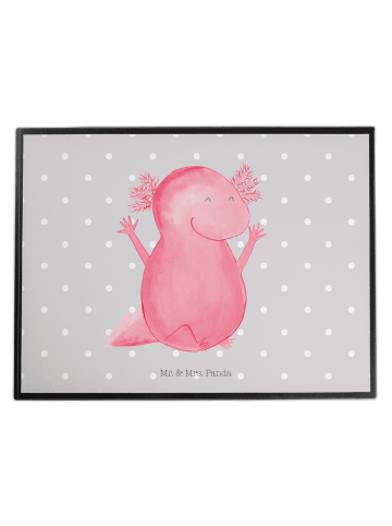 Mr. & Mrs. Panda Schreibunterlage Axolotl Hurra ohne Spruch in Grau Pastell