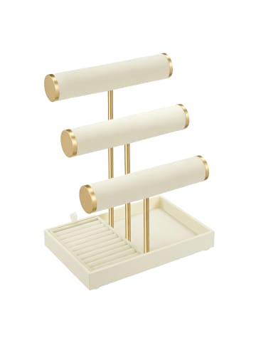 SONGMICS Schmuckständer Caeley in Weiß-Gold - (B)15 x (H)28.3 x (T)21 cm