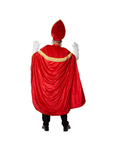 tectake St. Nikolaus-Outfit aus glänzendem, rotem Samt mit goldenen Zierborten, rot