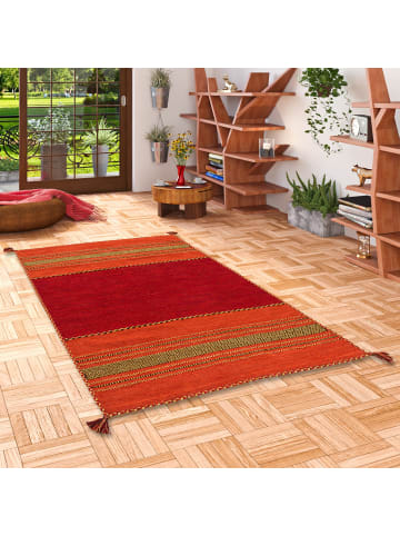 Pergamon Natur-Teppich Kelim Navarro in rot