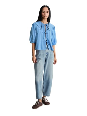 Marc O'Polo DENIM Kurzarm-Crinkle-Matrosenbluse regular in Medium Blue 4840