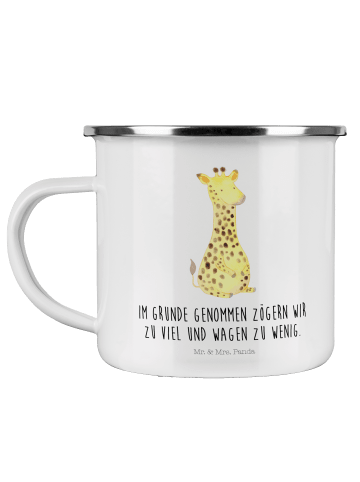 Mr. & Mrs. Panda Kaffeetasse Giraffe Zufrieden mit Spruch in Weiß