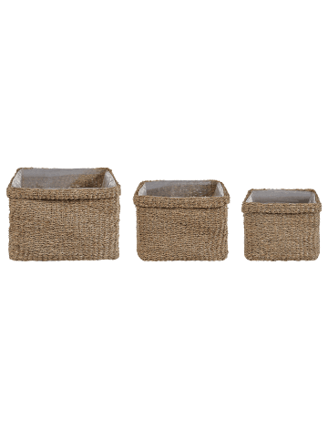 Beliani 3-tlg Indoor Blumentopf RIVULINE in Braun