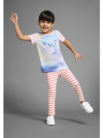Kidsworld Leggings in aprikot ringel + marine
