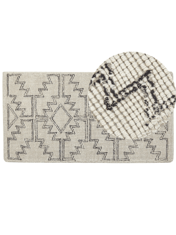 Beliani Geflochtener Teppich URLA in Schwarz/Beige - (W) 80 x (H) 150 x (L) 150 cm