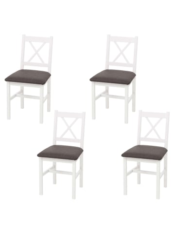MCW 4er-Set Esszimmerstuhl F77, Weiß, Polster grau