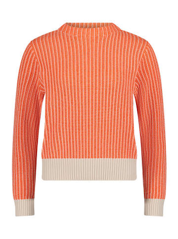 BETTY & CO Strickpullover mit Strickdetails in Cream/Orange