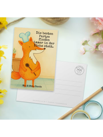 Mr. & Mrs. Panda Postkarte Fuchs Koch Design mit Spruch in Weiß