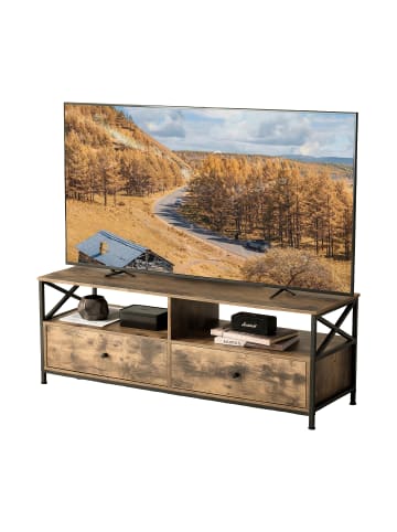 relaxdays TV-Lowboard in Braun/ Schwarz - (B)120 x (H)50 x (T)40 cm
