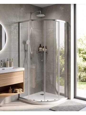 Beliani Duschkabine ONELLI in Silber - (W) 90 x (H) 190 x (L) 90 cm