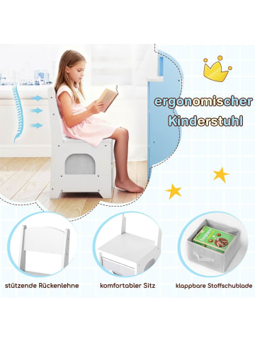 COSTWAY Eck Schminktisch Set Kinder mit Beleuchtung in Blau