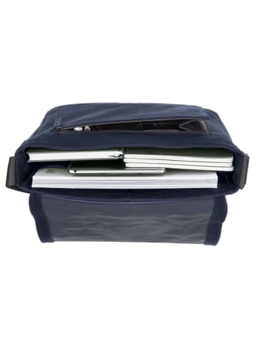 Leonhard Heyden Den Haag Messenger Leder 37 cm Laptopfach blau