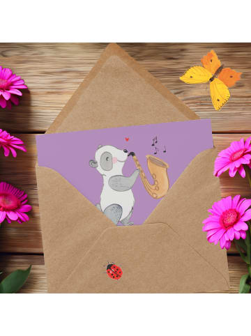 Mr. & Mrs. Panda Einladungskarte Saxophon Magie mit Spruch in Lavendeltraum