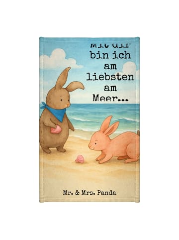 Mr. & Mrs. Panda Handtuch Gäste-WC Hasen Muschel Design mit Spruch in Weiß
