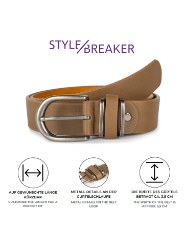 styleBREAKER Gürtel in Cognac
