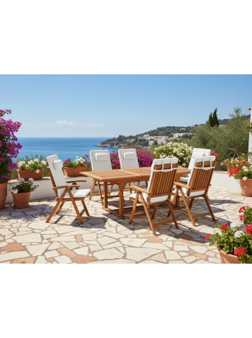 Beliani 13-tlg Gartentisch Set JAVA PREMIUM in Braun/Weiß