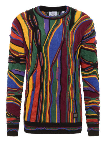 Carlo Colucci Rundhalspullover Fazio in Schwarz / Rot