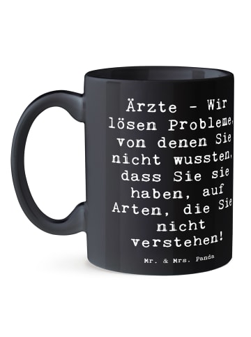 Mr. & Mrs. Panda Becher Spruch Arzt Probleme Lösen mit Spruch in Schwarz