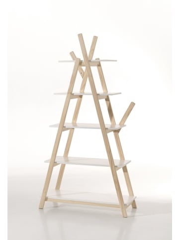 58 aufm Kessel STANDREGAL Karilynn 90x34x169 Kinderzimmerregal MDF+Massivholz Weiß