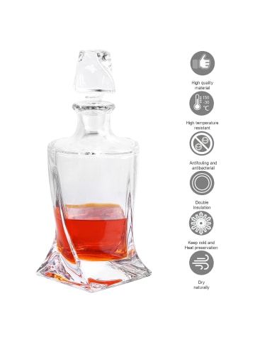 Intirilife Whiskey Karaffe - Decanter für Rum, Vodka, Scotch uvm. in 750ml in Klar