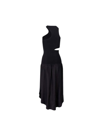 Schwarz Seide Casual Kleid
