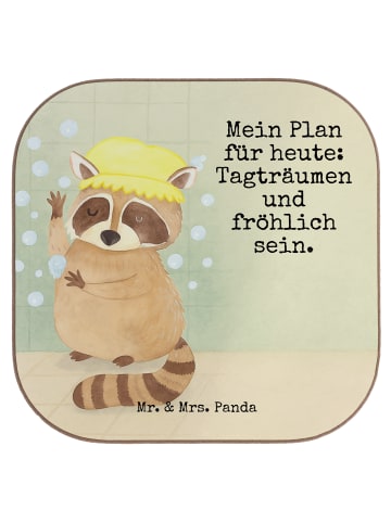 Mr. & Mrs. Panda Untersetzer für Gläser Waschbär Design mit Spruch in Weiß