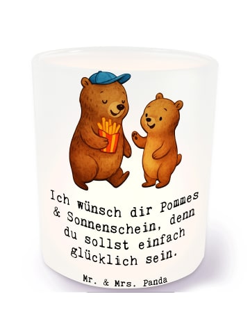 Mr. & Mrs. Panda Kerzenhalter Bär Kind Pommes mit Spruch in Transparent