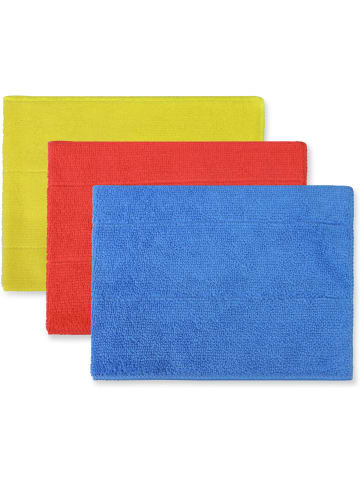 normani 12 Stück Mikrofasertuch Reinigungstuch für Küche und Bad in Blau/Rot/Gelb