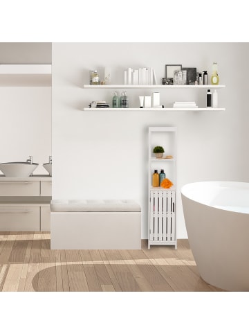 relaxdays Badezimmerschrank in Weiß - (B)30 x (H)129 x (T)30 cm