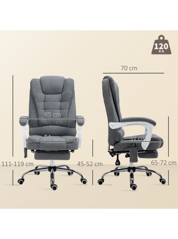 Vinsetto Bürostuhl mit Massagefunktion-65B x 70T x 111-119H cm-Grau