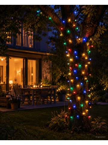 LUMINEO Lichterkette CHERRY Compact Twinkle 500 LED 11 m, schwarzes Kabel in BUNT