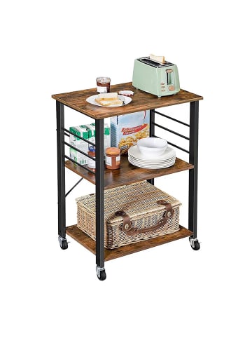 relaxdays Küchenwagen "Industrial" in Dunkelbraun/ Schwarz - (B)60 x (H)89 x (T)40 cm