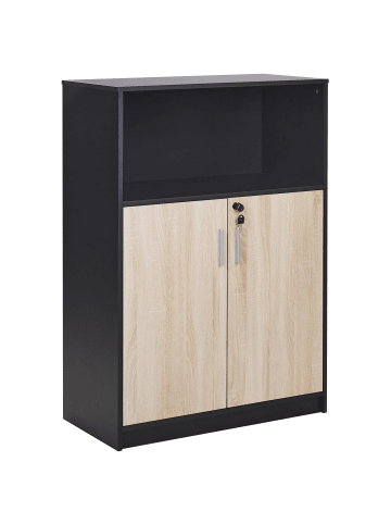Beliani Büroschränke ZEHNA in Braun/Schwarz - (W) 80 x (H) 117 x (L) 40 cm