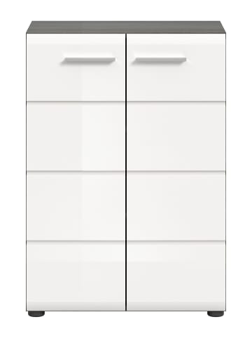 xonox.home Kommode  (B/H/T: 60x85x37 cm) in Rauchsilber und weiß hochglanz